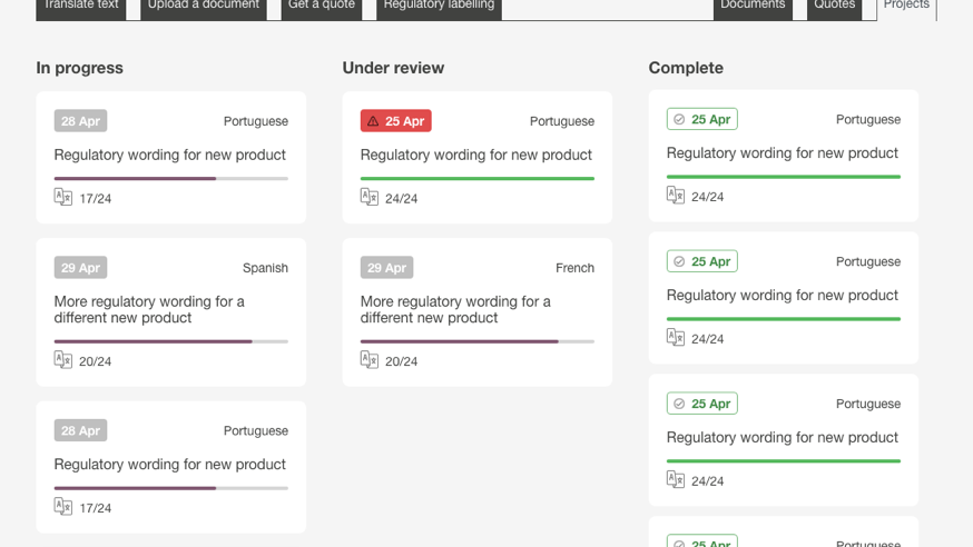 Early wireframes for an AI-powered translation platform
